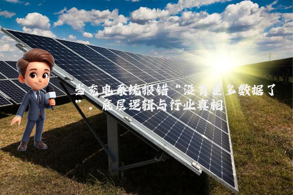 当充电系统报错“没有更多数据了”，底层逻辑与行业真相